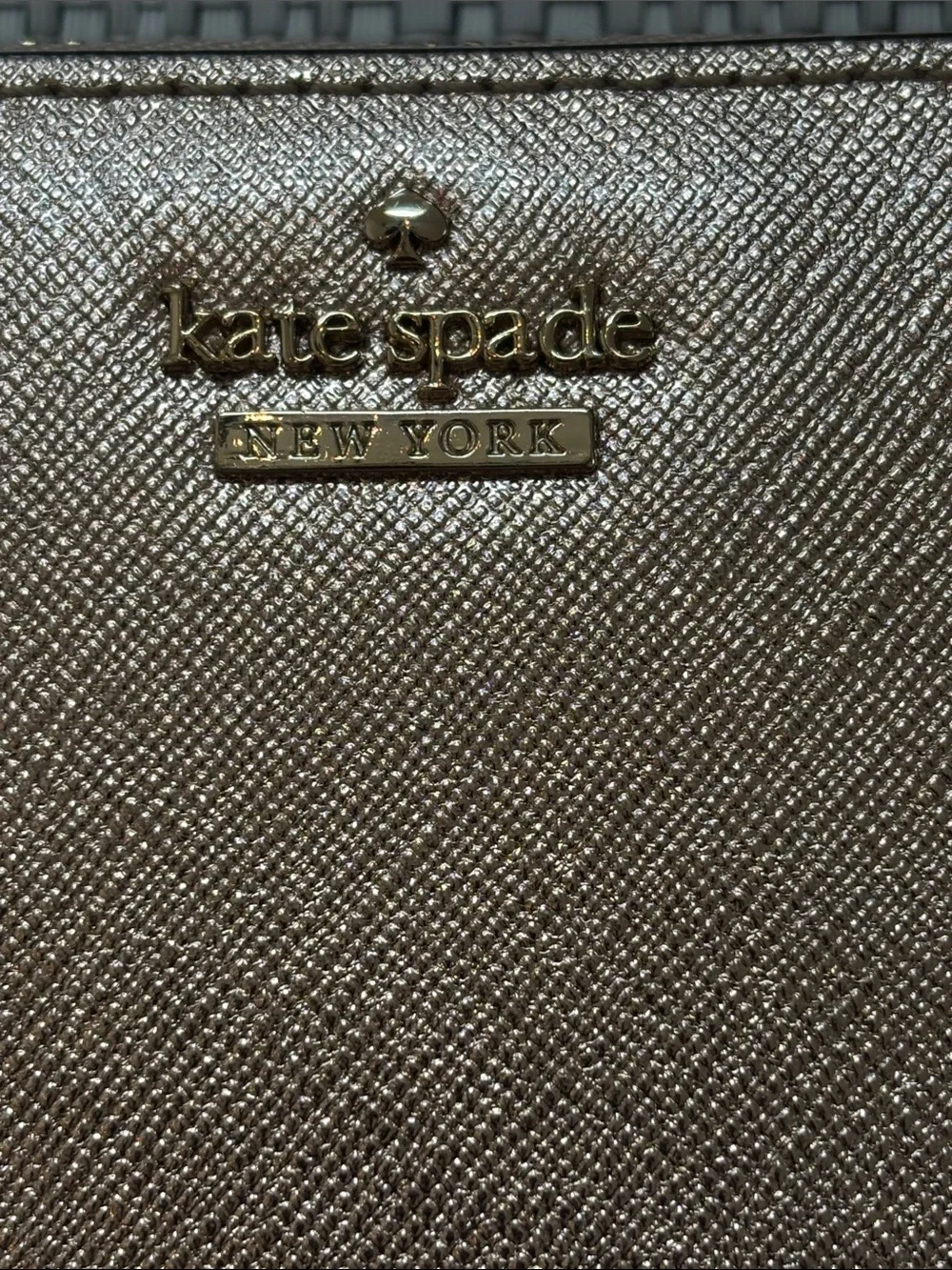 Kate Spade Metallic Rose Zip-Around Wallet with Gold Logo